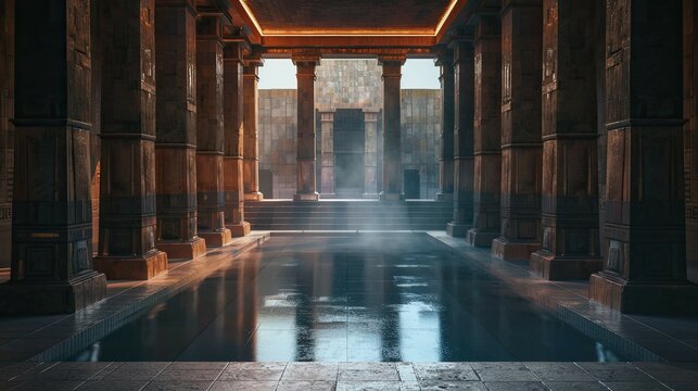 Forgotten Temples. AI generated art illustration.