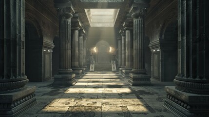 Obraz premium Forgotten Temples. AI generated art illustration.