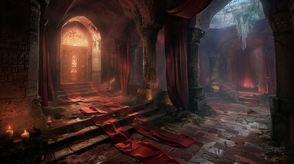 Forgotten Temples. AI generated art illustration.