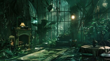 Glass Tree Palace in the Heights. AI generated art illustration.