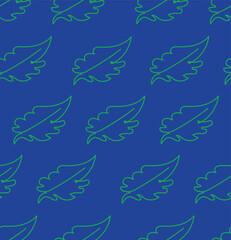 SEAMLESS GREEN ON BLUE BACKGROUND PATTERN.