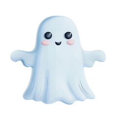 Obraz premium A cute, cartoon ghost with big eyes and a friendly smile. Perfect for Halloween decorations or children's illustrations.