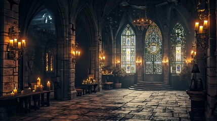 Obraz premium Magical Architecture. AI generated art illustration.