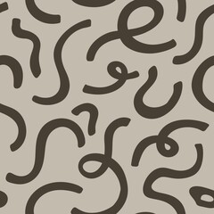 Aesthetic Contemporary printable Modern abstract seamless pattern, hand draw paper design, elegant line brush shapes and line in beige and dark color. boho background in minimalist mid century style
