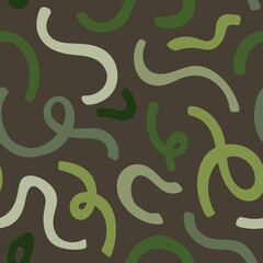 Aesthetic Contemporary printable Modern abstract seamless pattern, hand draw paper design, elegant line brush shapes and line in green colors. boho background in minimalist mid century style