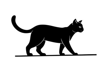 Cat walking on wall vector silhouette 