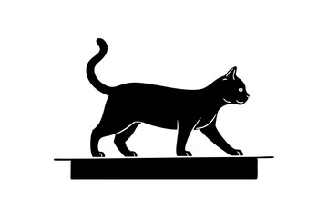 Cat walking on wall vector silhouette 