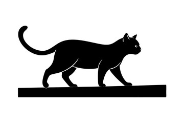Cat walking on wall vector silhouette 