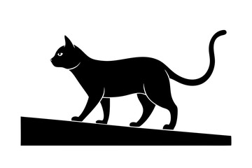 Cat walking on wall vector silhouette 