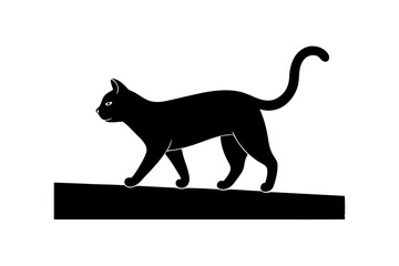 Cat walking on wall vector silhouette 