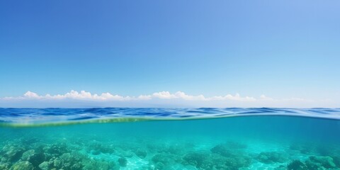 Obraz premium warm transparent sea in the rays of the summer sun , background