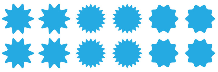 Set of Vector Starburst Badges. Simple Flat Style Vintage Labels, Stickers.
