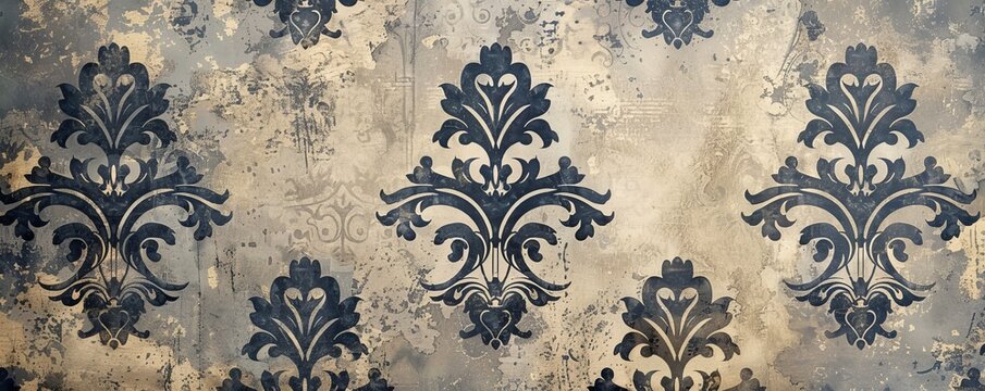 Fototapeta Patterned wallpaper texture with vintage designs, 4K hyperrealistic photo