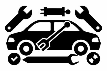 Automotive repair tool icon vector silhouette
