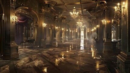 Fototapeta premium Magical Architecture. AI generated art illustration.
