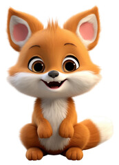 Obraz premium PNG Cartoon animal cute fox.