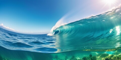 Naklejka premium warm transparent sea in the rays of the summer sun , background