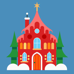  big Christmas house vector illustration 