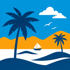 Beach vector silhouette