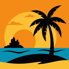 Beach vector silhouette