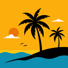 Beach vector silhouette