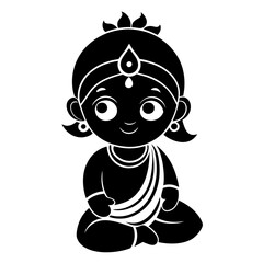 Chebbi art of Krishna all side view vector silhouette 