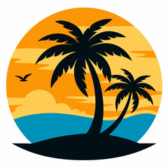 Beach vector silhouette