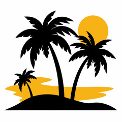 Beach vector silhouette