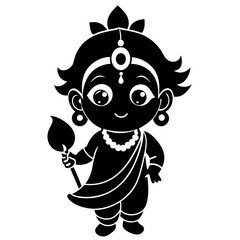Chebbi art of Krishna all side view vector silhouette 