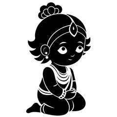Chebbi art of Krishna all side view vector silhouette 