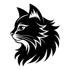 Persian cat face logo vector silhouette on white background
