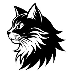 Persian cat face logo vector silhouette on white background