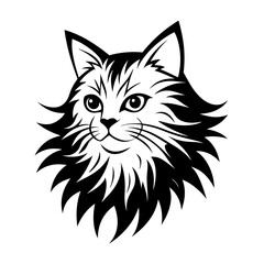 Persian cat face logo vector silhouette on white background