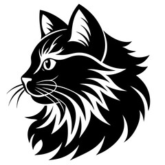 Persian cat face logo vector silhouette on white background