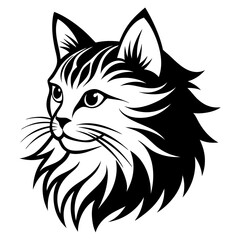 Persian cat face logo vector silhouette on white background