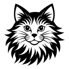 Persian cat face logo vector silhouette on white background