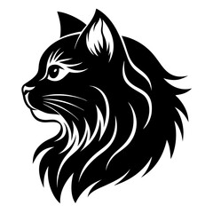 Persian cat face logo vector silhouette on white background