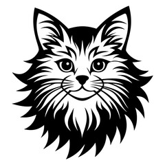 Persian cat face logo vector silhouette on white background