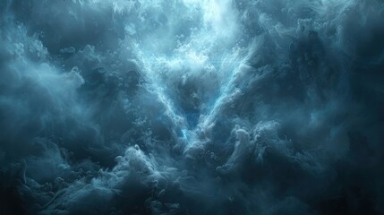 Fototapeta premium An ethereal, otherworldly scene of swirling clouds infused with blue light, creating a captivating and mystical abstract shape that ignites the imagination and sense of wonder.