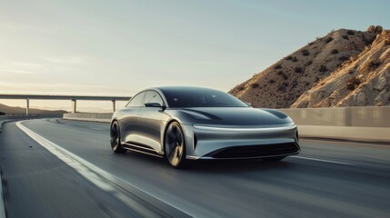 Futuristic Electric Car Ad: Seamless Eco-Friendly Design in Diverse Environments