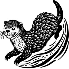 Playful Otter Diving Into the Water Vector Design and illustration
