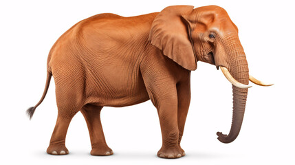 Fototapeta premium majestic red clay african elephant isolated on white background