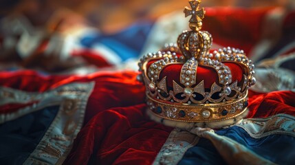 United Kingdom. During the coronation of Charles, the monarch was crowned. A flag with the Crown of Great Britain on the background, a national holiday to celebrate the monarch's coronation