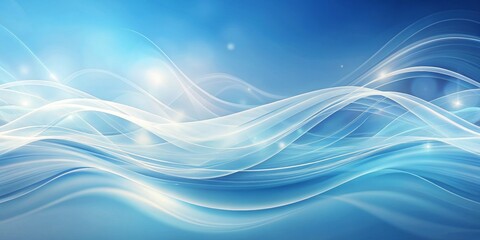 Fototapeta premium Abstract Blue Waves with White Glowing Lines, Abstract Background, Blue Background, Graphic Design, Abstract Art