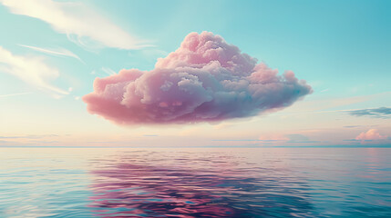 Pink clouds floating on the water