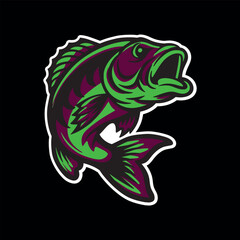 jumping fish. vector illustration isolated on black background
