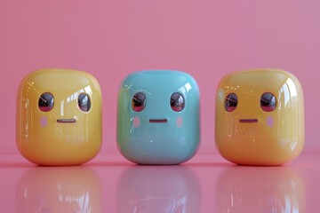 Obraz premium 68 Set of three-dimensional AI icons representing conversational AI, a minimalist composition