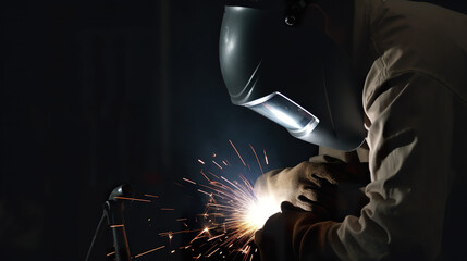 Sparkling weld on a dark background
