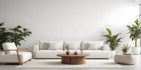 Fototapeta premium Frame mockup, ISO A paper size. Bedroom poster mockup. Modern interior design. Living room Interior mockup with house background. 3D render