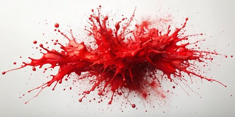 Crimson Explosion - Red Paint Splash on White Background, Abstract, Liquid Art, Splatters, red, paint, splash, background